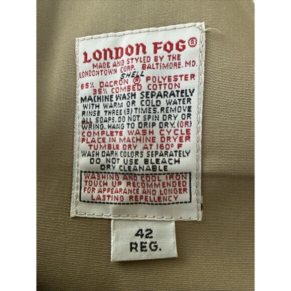 Men London Fog Trench Coat Double Breasted 42 R Zip out Faux Fur Liner $450MSRP - Picture 2 of 15